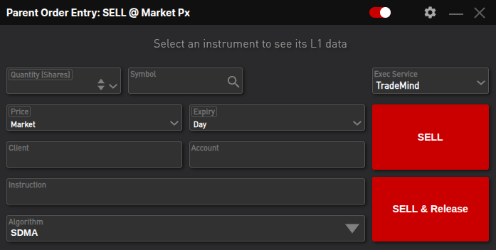 Order entry to sell Order entry to sell
